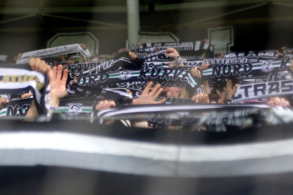 Sturm Graz - LASK
Oesterreichische Fussball Bundesliga, 2. Runde, SK Sturm Graz - LASK, Stadion Liebenau Graz, 05.05.2023. 

Foto zeigt Fans von Sturm
Schlüsselwörter: nordkurve schals