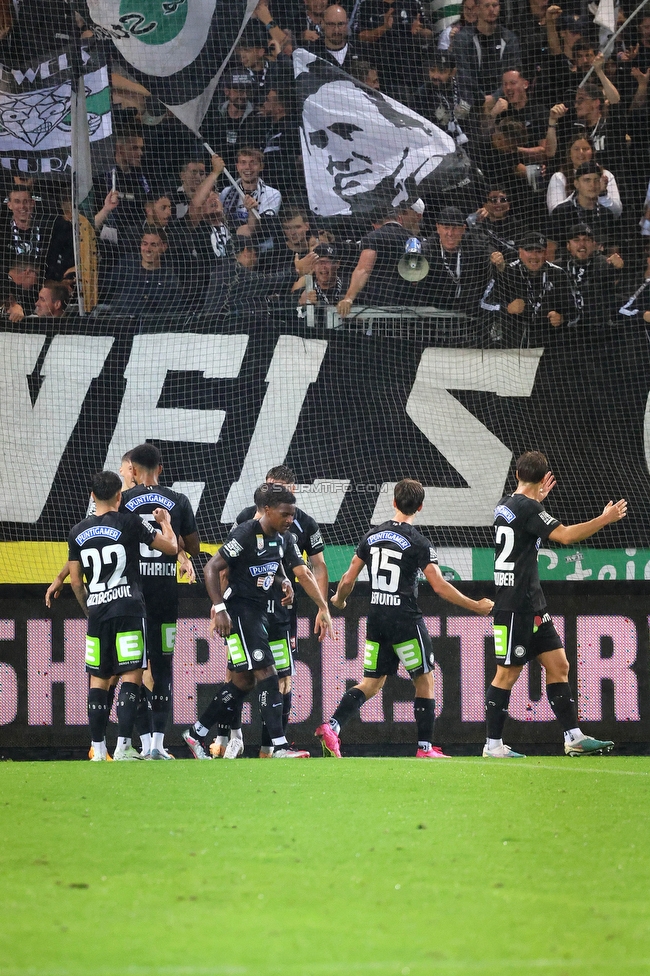 Sturm Graz - LASK
Oesterreichische Fussball Bundesliga, 2. Runde, SK Sturm Graz - LASK, Stadion Liebenau Graz, 05.05.2023. 

Foto zeigt Jusuf Gazibegovic (Sturm), Szymon Wloddarczyk (Sturm), Bryan Silva Teixeira Jr. (Sturm), William Boeving (Sturm) und David Affengruber (Sturm)
Schlüsselwörter: torjubel