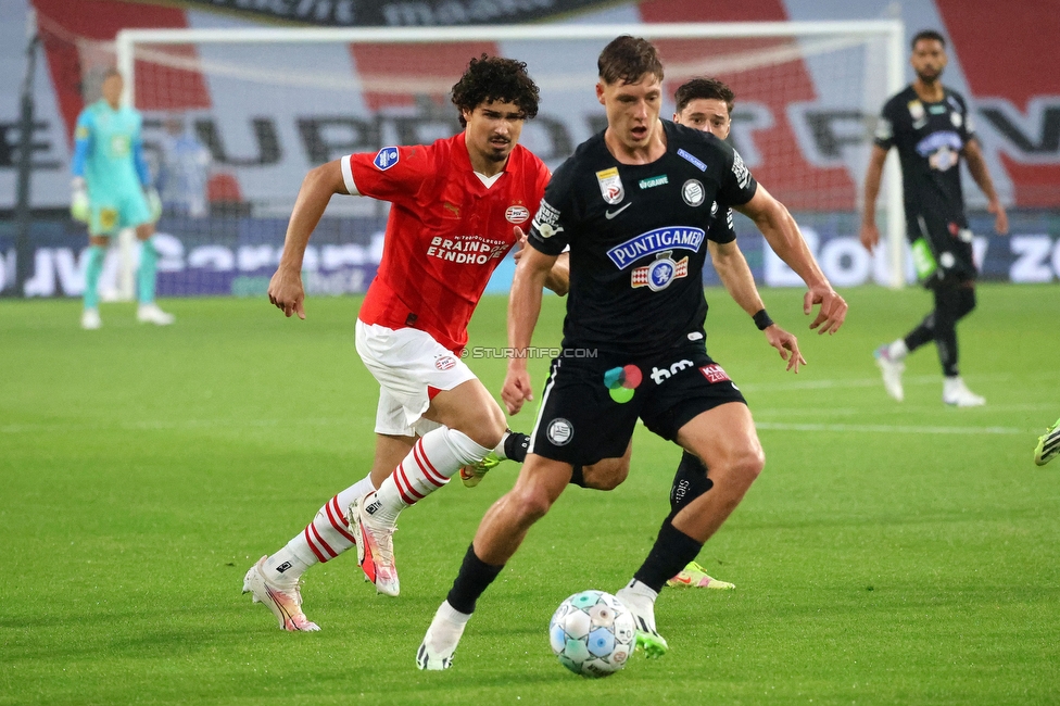 PSV Eindhoven - Sturm Graz
UEFA Champions League Qualifikation 3. Runde, PSV Eindhoven - SK Sturm Graz, Philips Stadion Eindhoven, 08.08.2023. 

Foto zeigt Alexander Prass (Sturm)
