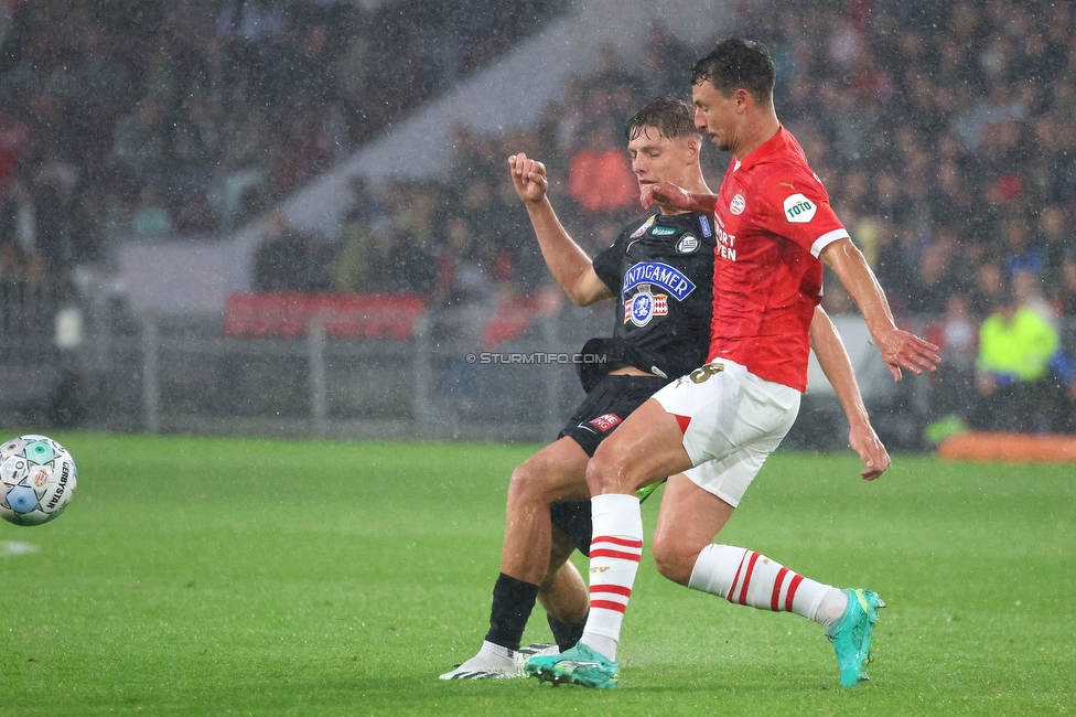 PSV Eindhoven - Sturm Graz
UEFA Champions League Qualifikation 3. Runde, PSV Eindhoven - SK Sturm Graz, Philips Stadion Eindhoven, 08.08.2023. 

Foto zeigt Alexander Prass (Sturm)
