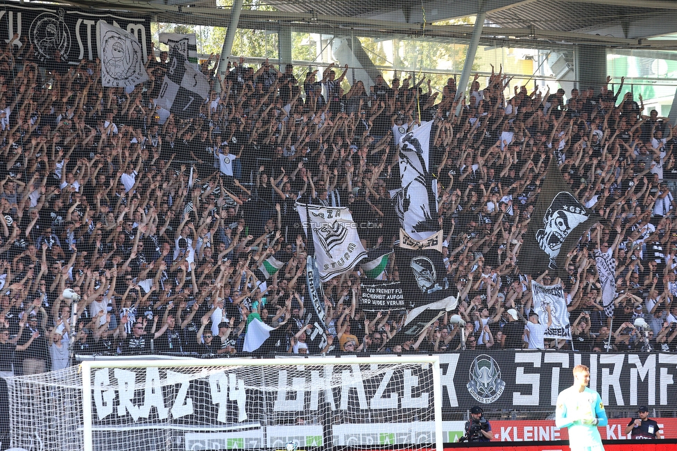 Sturm Graz - Austria Klagenfurt
Oesterreichische Fussball Bundesliga, 3. Runde, SK Sturm Graz - SK Austria Klagenfurt, Stadion Liebenau Graz, 12.08.2023. 

Foto zeigt Fans von Sturm
Schlüsselwörter: sturmflut