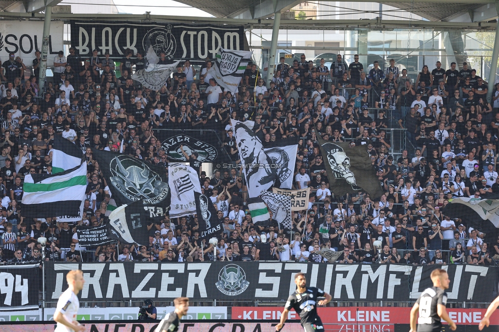 Sturm Graz - Austria Klagenfurt
Oesterreichische Fussball Bundesliga, 3. Runde, SK Sturm Graz - SK Austria Klagenfurt, Stadion Liebenau Graz, 12.08.2023. 

Foto zeigt Fans von Sturm
Schlüsselwörter: sturmflut