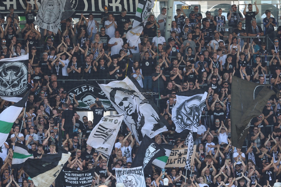 Sturm Graz - Austria Klagenfurt
Oesterreichische Fussball Bundesliga, 3. Runde, SK Sturm Graz - SK Austria Klagenfurt, Stadion Liebenau Graz, 12.08.2023. 

Foto zeigt Fans von Sturm
Schlüsselwörter: sturmflut