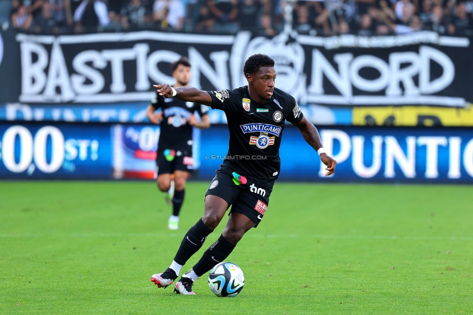 Sturm Graz - Austria Klagenfurt
Oesterreichische Fussball Bundesliga, 3. Runde, SK Sturm Graz - SK Austria Klagenfurt, Stadion Liebenau Graz, 12.08.2023. 

Foto zeigt Bryan Silva Teixeira Jr. (Sturm)
