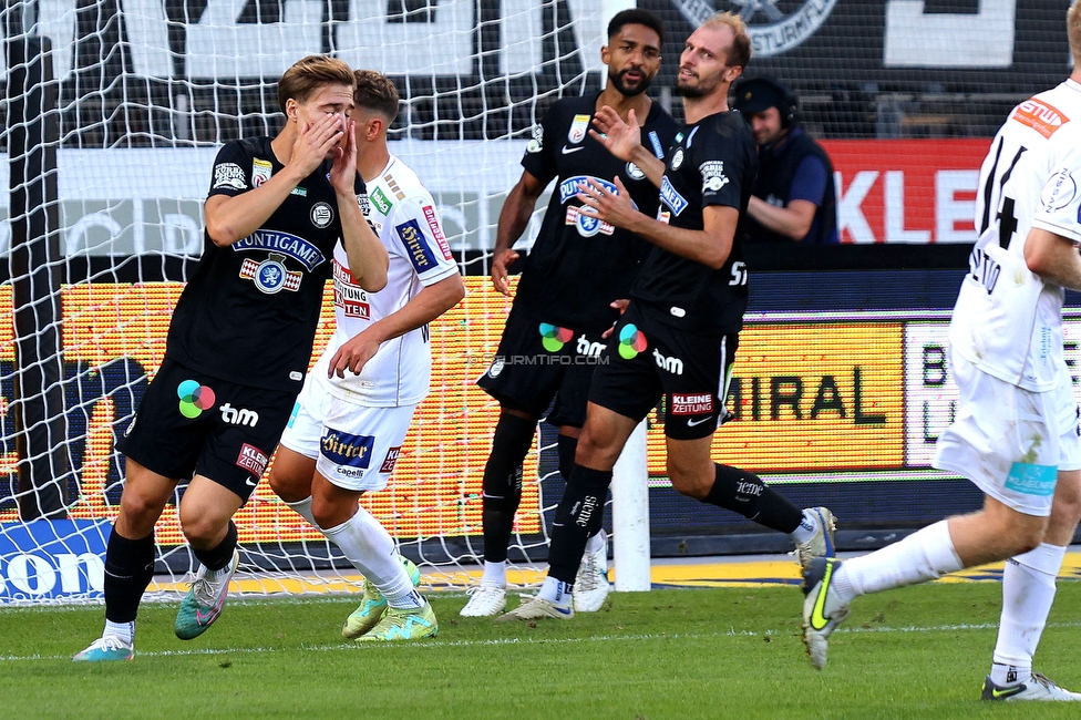 Sturm Graz - Austria Klagenfurt
Oesterreichische Fussball Bundesliga, 3. Runde, SK Sturm Graz - SK Austria Klagenfurt, Stadion Liebenau Graz, 12.08.2023. 

Foto zeigt David Affengruber (Sturm)
