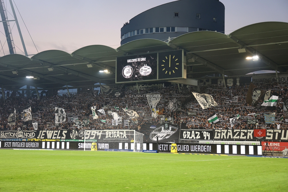 Sturm Graz - PSV Eindhoven
UEFA Champions League Qualifikation 3. Runde, SK Sturm Graz - PSV Eindhoven, Stadion Liebenau Graz, 15.08.2023. 

Foto zeigt Fans von Sturm
Schlüsselwörter: schals