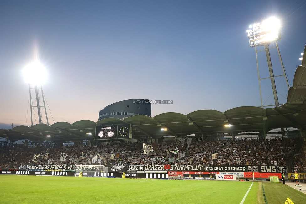 Sturm Graz - PSV Eindhoven
UEFA Champions League Qualifikation 3. Runde, SK Sturm Graz - PSV Eindhoven, Stadion Liebenau Graz, 15.08.2023. 

Foto zeigt Fans von Sturm
Schlüsselwörter: schals