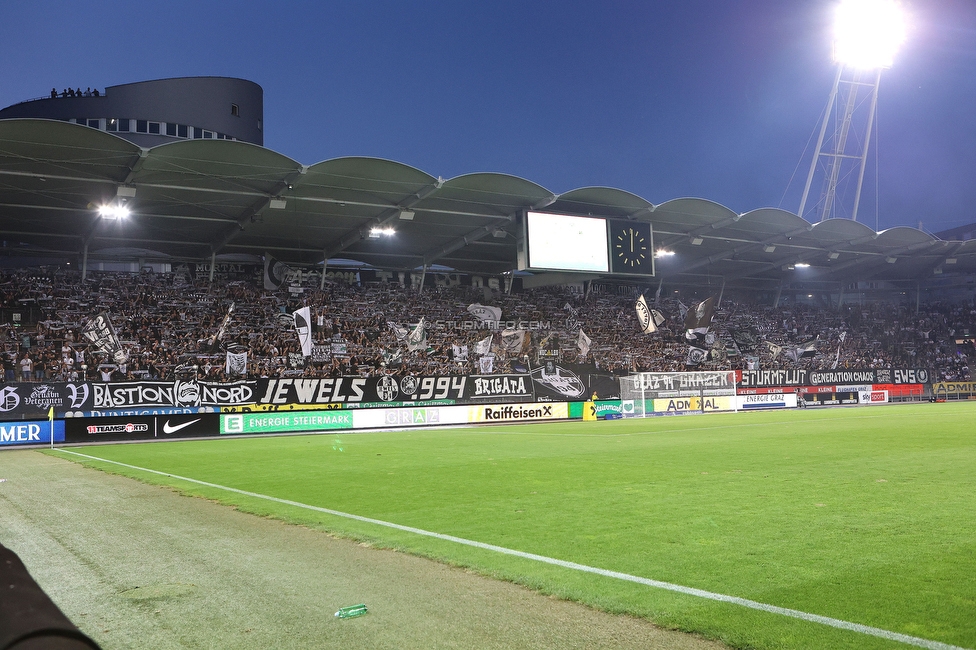 Sturm - PSV
UEFA Champions League Qualifikation 3. Runde, SK Sturm Graz - PSV Eindhoven, Stadion Liebenau Graz, 15.08.2023. 

Foto zeigt Fans von Sturm
Schlüsselwörter: schals