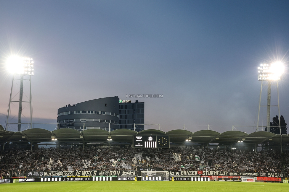 Sturm Graz - PSV Eindhoven
UEFA Champions League Qualifikation 3. Runde, SK Sturm Graz - PSV Eindhoven, Stadion Liebenau Graz, 15.08.2023. 

Foto zeigt Fans von Sturm
Schlüsselwörter: schals