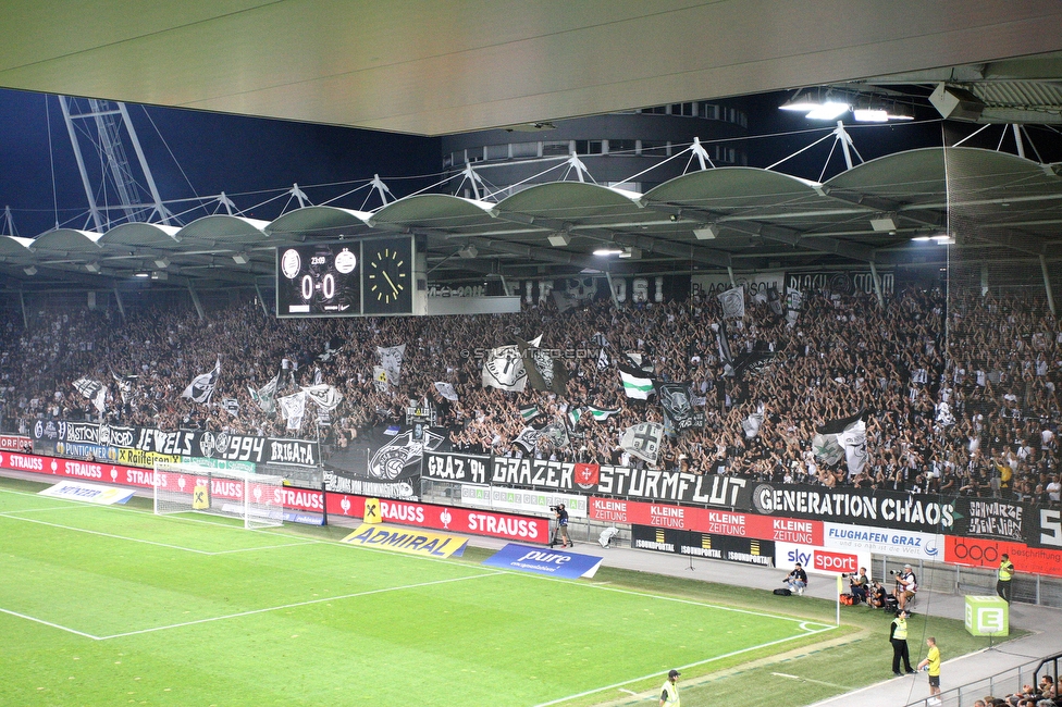 Sturm Graz - PSV Eindhoven
UEFA Champions League Qualifikation 3. Runde, SK Sturm Graz - PSV Eindhoven, Stadion Liebenau Graz, 15.08.2023. 

Foto zeigt Fans von Sturm
