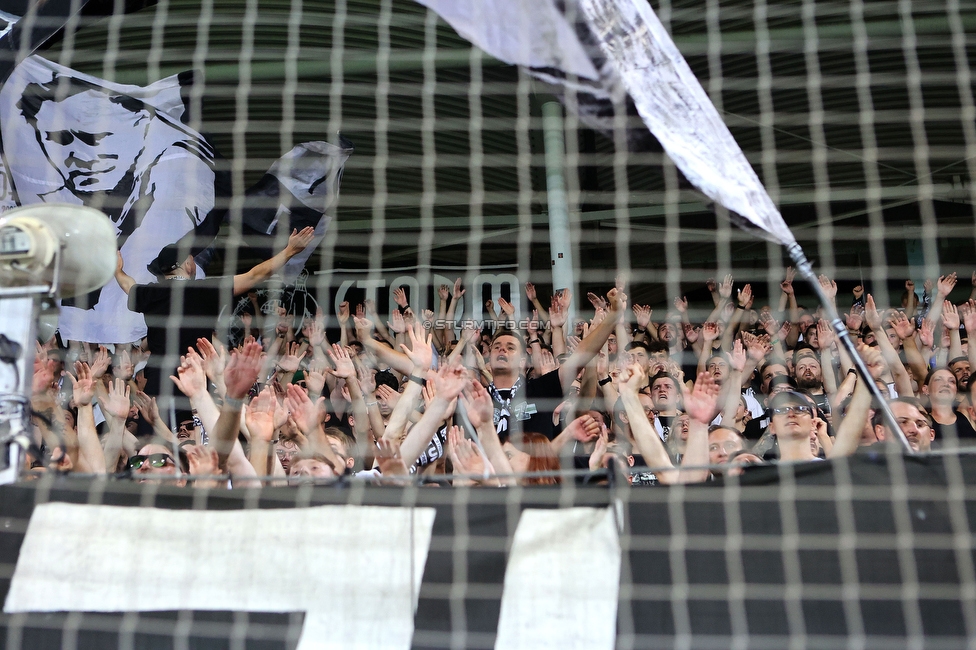 Sturm - PSV
UEFA Champions League Qualifikation 3. Runde, SK Sturm Graz - PSV Eindhoven, Stadion Liebenau Graz, 15.08.2023. 

Foto zeigt Fans von Sturm
