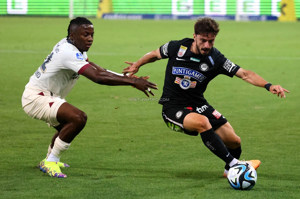 Sturm - PSV
UEFA Champions League Qualifikation 3. Runde, SK Sturm Graz - PSV Eindhoven, Stadion Liebenau Graz, 15.08.2023. 

Foto zeigt Otar Kiteishvili (Sturm)
