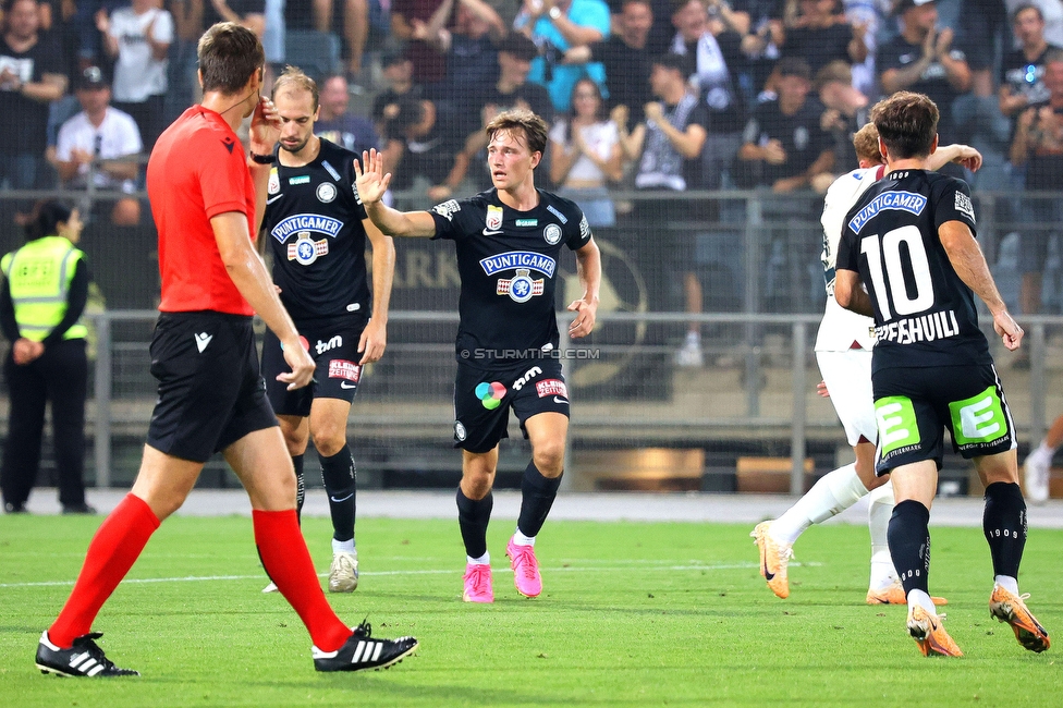 Sturm - PSV
UEFA Champions League Qualifikation 3. Runde, SK Sturm Graz - PSV Eindhoven, Stadion Liebenau Graz, 15.08.2023. 

Foto zeigt William Boeving (Sturm)
Schlüsselwörter: torjubel