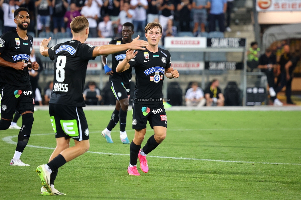 Sturm - PSV
UEFA Champions League Qualifikation 3. Runde, SK Sturm Graz - PSV Eindhoven, Stadion Liebenau Graz, 15.08.2023. 

Foto zeigt William Boeving (Sturm)
Schlüsselwörter: torjubel