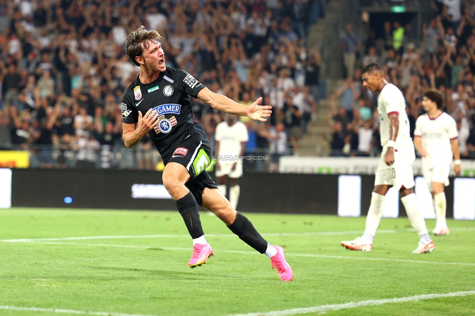 Sturm Graz - PSV Eindhoven
UEFA Champions League Qualifikation 3. Runde, SK Sturm Graz - PSV Eindhoven, Stadion Liebenau Graz, 15.08.2023. 

Foto zeigt William Boeving (Sturm)
Schlüsselwörter: torjubel