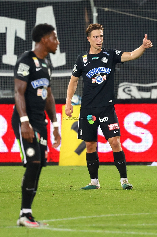 Sturm Graz - PSV Eindhoven
UEFA Champions League Qualifikation 3. Runde, SK Sturm Graz - PSV Eindhoven, Stadion Liebenau Graz, 15.08.2023. 

Foto zeigt David Affengruber (Sturm)
