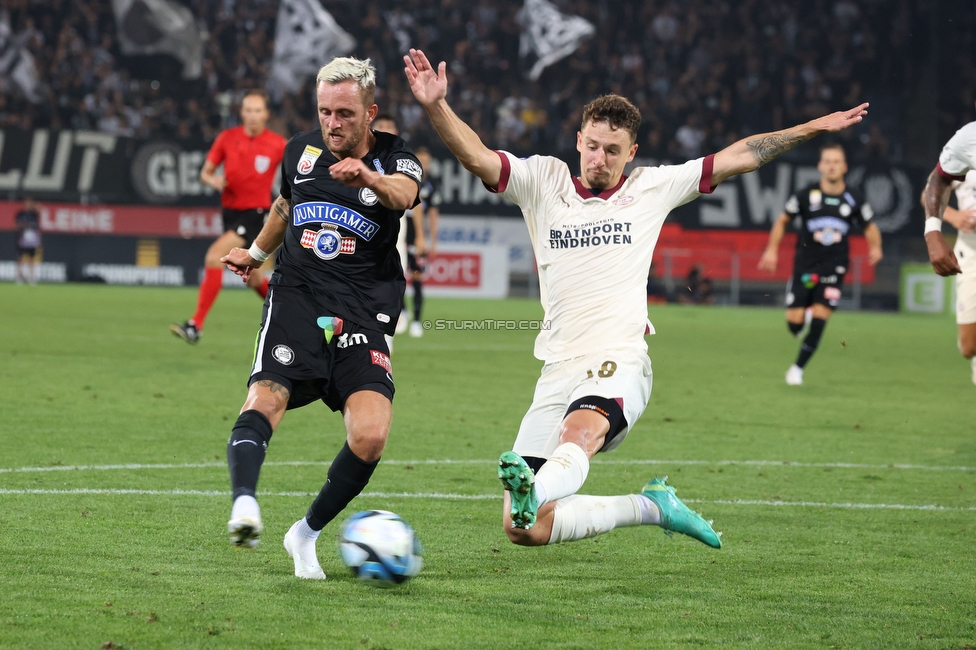 Sturm Graz - PSV Eindhoven
UEFA Champions League Qualifikation 3. Runde, SK Sturm Graz - PSV Eindhoven, Stadion Liebenau Graz, 15.08.2023. 

Foto zeigt Jakob Jantscher (Sturm)
