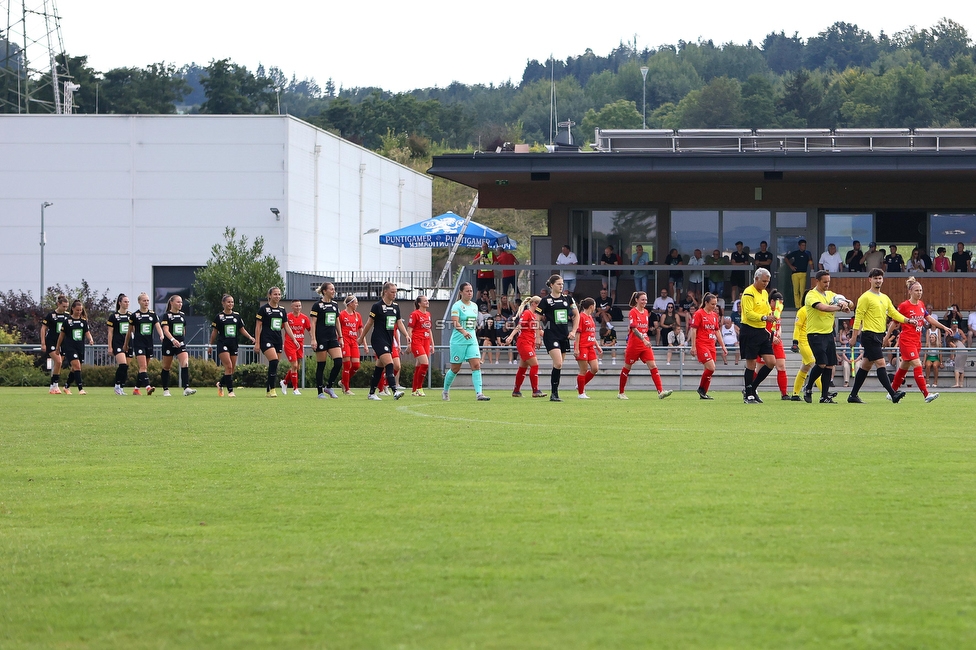 SVK Wildcats - Sturm Graz Damen
SPORTLAND Niederoesterreich Frauen Cup, SVK Wildcats - SK Sturm Graz, TRIOTRONIK Stadion Krottendorf, 19.08.2023. 

Foto zeigt die Mannschaft der Sturm Damen
