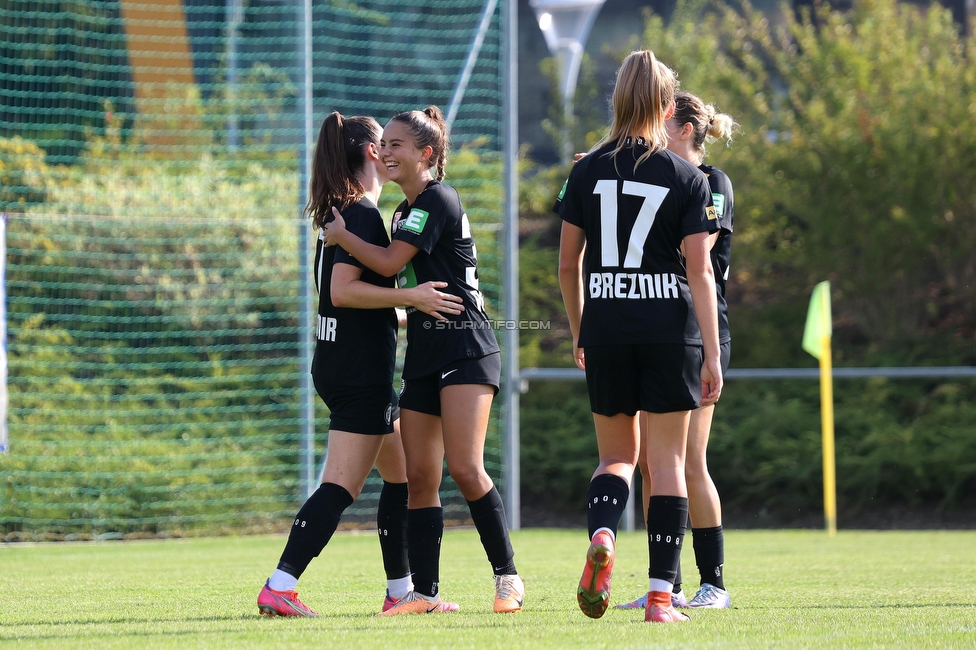 SVK Wildcats - Sturm Graz Damen
SPORTLAND Niederoesterreich Frauen Cup, SVK Wildcats - SK Sturm Graz, TRIOTRONIK Stadion Krottendorf, 19.08.2023. 

Foto zeigt Linda Mittermair (Sturm Damen) und Jasmin Reichmann (Sturm Damen)
