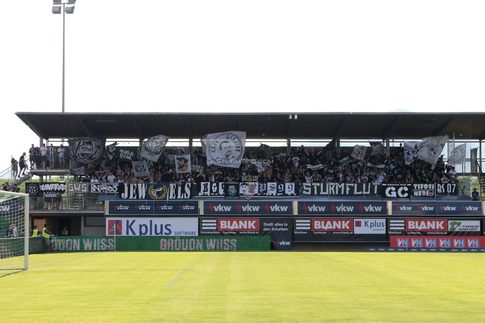 Austria Lustenau - Sturm Graz
Oesterreichische Fussball Bundesliga, 3. Runde, SC Austria Lustenau - SK Sturm Graz, Reichshofstadion Lustenau, 19.08.2023. 

Foto zeigt Fans von Sturm
