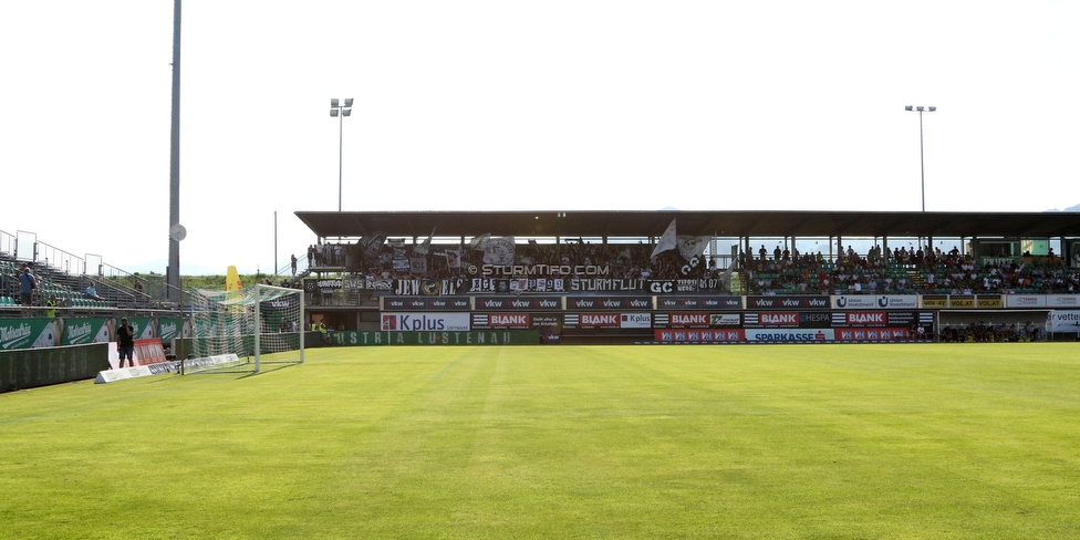 Austria Lustenau - Sturm Graz
Oesterreichische Fussball Bundesliga, 3. Runde, SC Austria Lustenau - SK Sturm Graz, Reichshofstadion Lustenau, 19.08.2023. 

Foto zeigt Fans von Sturm
