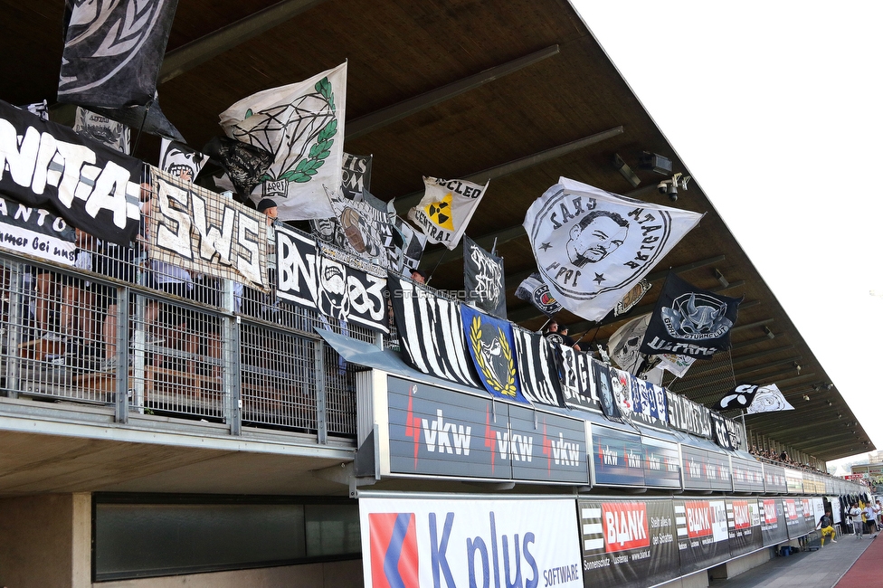 Austria Lustenau - Sturm Graz
Oesterreichische Fussball Bundesliga, 3. Runde, SC Austria Lustenau - SK Sturm Graz, Reichshofstadion Lustenau, 19.08.2023. 

Foto zeigt Fans von Sturm
