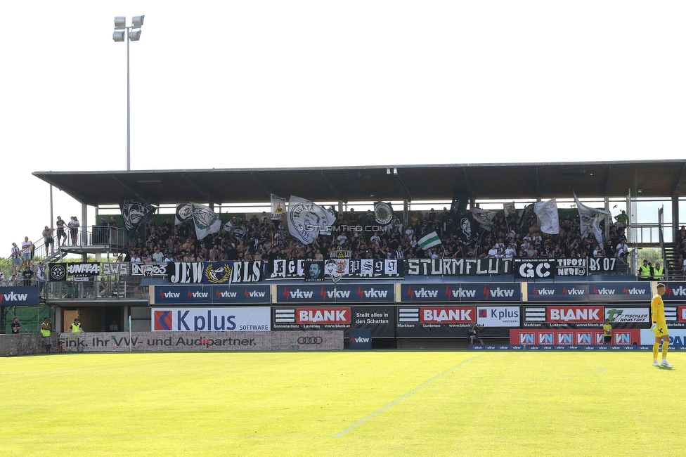 Austria Lustenau - Sturm Graz
Oesterreichische Fussball Bundesliga, 3. Runde, SC Austria Lustenau - SK Sturm Graz, Reichshofstadion Lustenau, 19.08.2023. 

Foto zeigt Fans von Sturm
