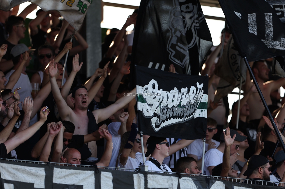 Austria Lustenau - Sturm Graz
Oesterreichische Fussball Bundesliga, 3. Runde, SC Austria Lustenau - SK Sturm Graz, Reichshofstadion Lustenau, 19.08.2023. 

Foto zeigt Fans von Sturm
