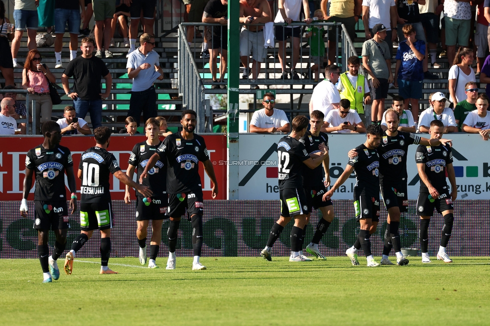 Austria Lustenau - Sturm Graz
Oesterreichische Fussball Bundesliga, 3. Runde, SC Austria Lustenau - SK Sturm Graz, Reichshofstadion Lustenau, 19.08.2023. 

Foto zeigt Szymon Wloddarczyk (Sturm)
Schlüsselwörter: torjubel