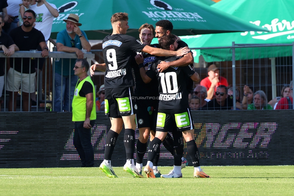 Austria Lustenau - Sturm Graz
Oesterreichische Fussball Bundesliga, 3. Runde, SC Austria Lustenau - SK Sturm Graz, Reichshofstadion Lustenau, 19.08.2023. 

Foto zeigt Szymon Wloddarczyk (Sturm), David Affengruber (Sturm), Gregory Wuethrich (Sturm) und Otar Kiteishvili (Sturm)
Schlüsselwörter: torjubel