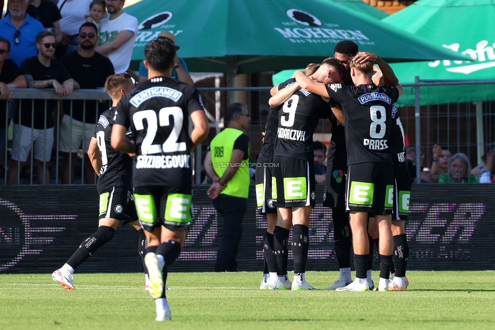 Austria Lustenau - Sturm Graz
Oesterreichische Fussball Bundesliga, 3. Runde, SC Austria Lustenau - SK Sturm Graz, Reichshofstadion Lustenau, 19.08.2023. 

Foto zeigt Jusuf Gazibegovic (Sturm), Szymon Wloddarczyk (Sturm), David Affengruber (Sturm), Gregory Wuethrich (Sturm) und Otar Kiteishvili (Sturm)
Schlüsselwörter: torjubel