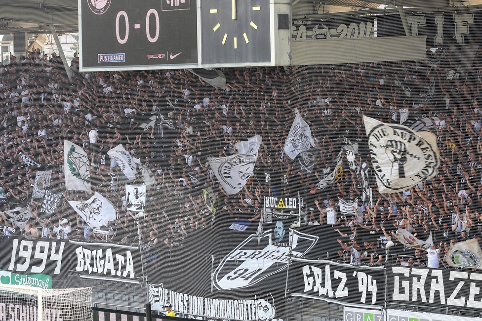 Sturm Graz - BW Linz
Oesterreichische Fussball Bundesliga, 5. Runde, SK Sturm Graz - Blau-Weiss Linz, Stadion Liebenau Graz, 26.08.2023. 

Foto zeigt Fans von Sturm
