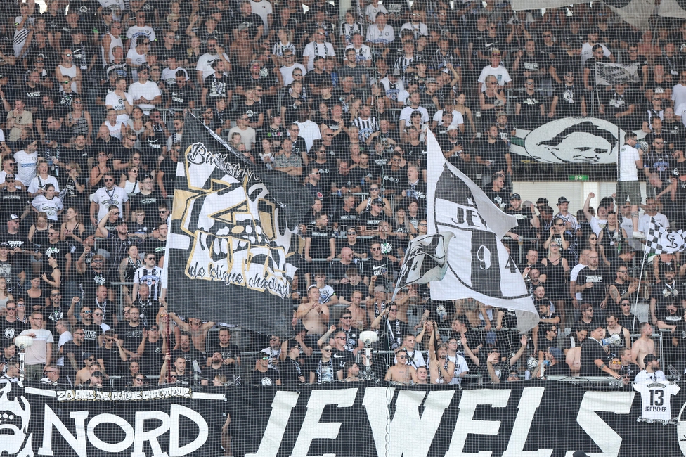 Sturm Graz - BW Linz
Oesterreichische Fussball Bundesliga, 4. Runde, SK Sturm Graz - FC Blau Weiss Linz, Stadion Liebenau Graz, 26.08.2023. 

Foto zeigt Fans von Sturm
