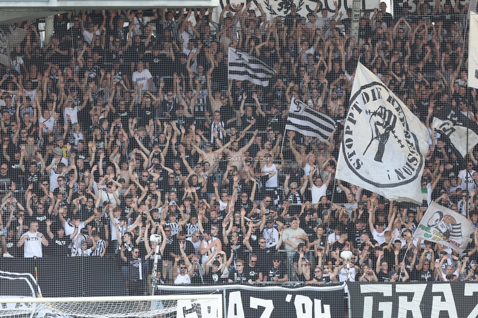 Sturm Graz - BW Linz
Oesterreichische Fussball Bundesliga, 4. Runde, SK Sturm Graz - FC Blau Weiss Linz, Stadion Liebenau Graz, 26.08.2023. 

Foto zeigt Fans von Sturm
