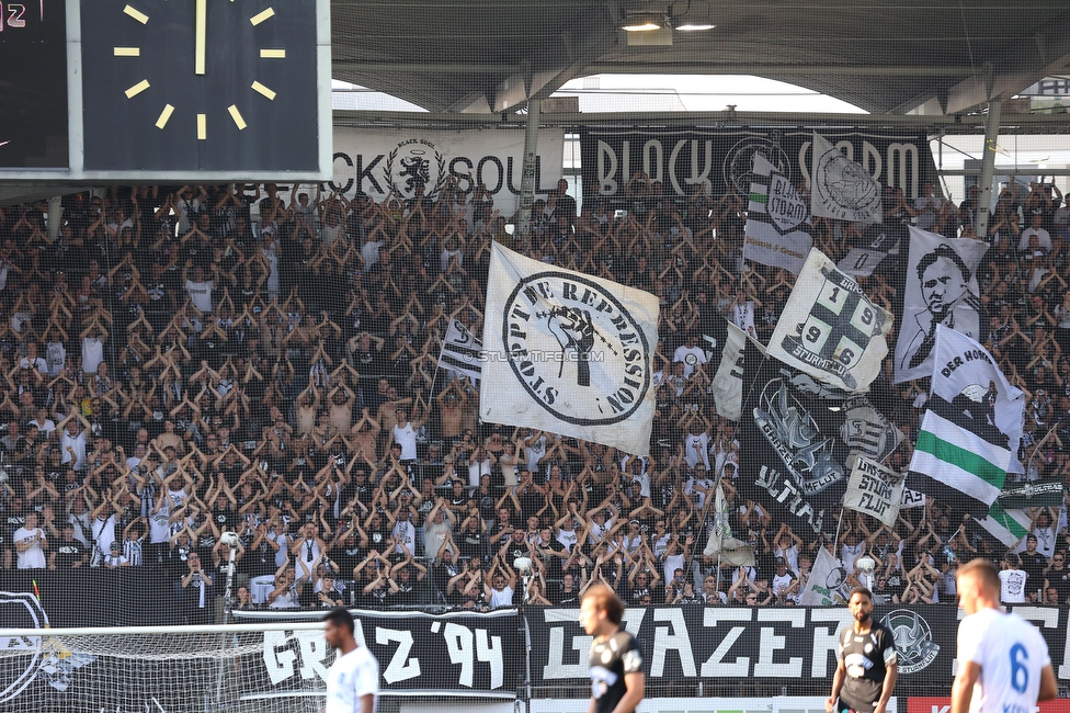 Sturm Graz - BW Linz
Oesterreichische Fussball Bundesliga, 5. Runde, SK Sturm Graz - Blau-Weiss Linz, Stadion Liebenau Graz, 26.08.2023. 

Foto zeigt Fans von Sturm
