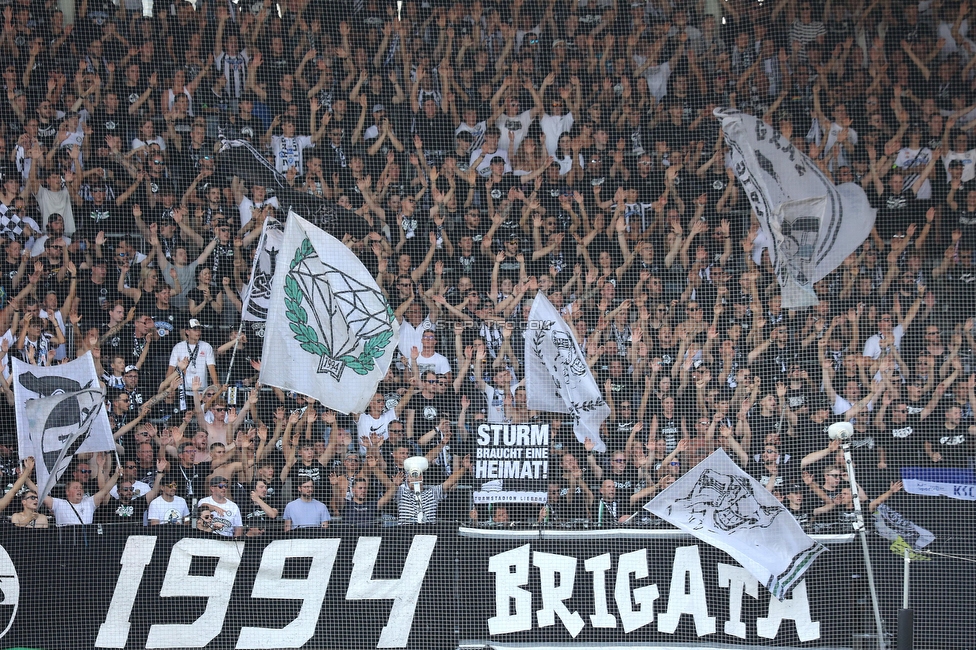 Sturm Graz - BW Linz
Oesterreichische Fussball Bundesliga, 5. Runde, SK Sturm Graz - Blau-Weiss Linz, Stadion Liebenau Graz, 26.08.2023. 

Foto zeigt Fans von Sturm
