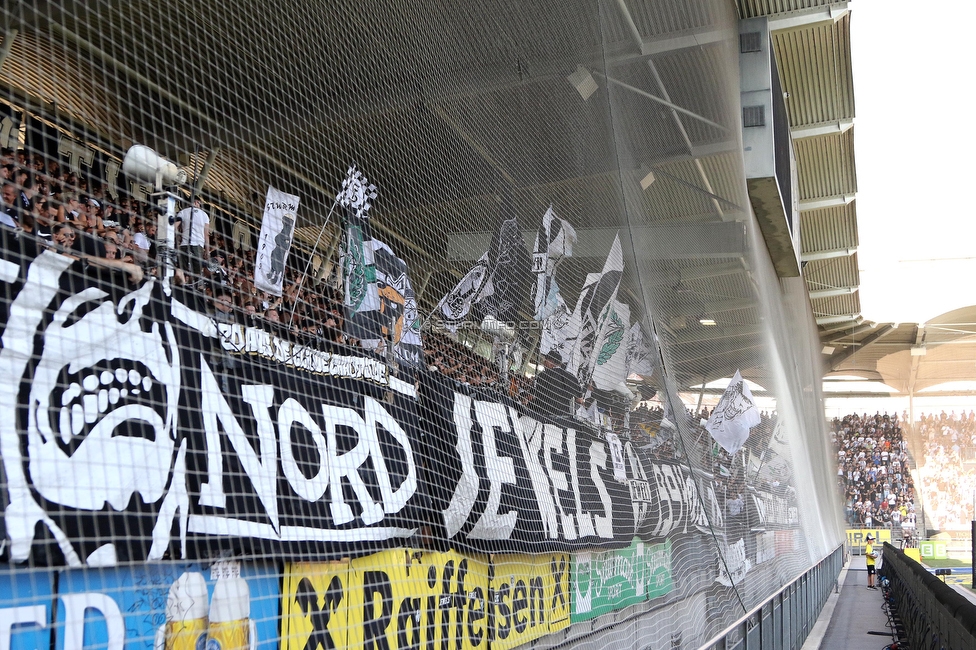 Sturm Graz - BW Linz
Oesterreichische Fussball Bundesliga, 5. Runde, SK Sturm Graz - Blau-Weiss Linz, Stadion Liebenau Graz, 26.08.2023. 

Foto zeigt Fans von Sturm
