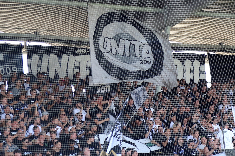 Sturm Graz - BW Linz
Oesterreichische Fussball Bundesliga, 5. Runde, SK Sturm Graz - Blau-Weiss Linz, Stadion Liebenau Graz, 26.08.2023. 

Foto zeigt Fans von Sturm
