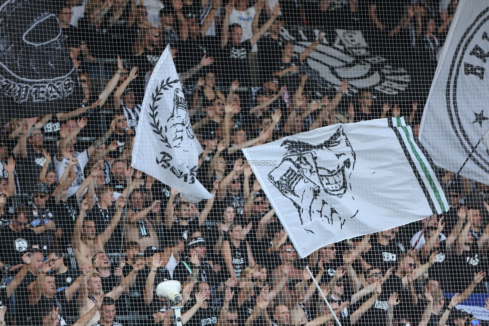 Sturm Graz - BW Linz
Oesterreichische Fussball Bundesliga, 4. Runde, SK Sturm Graz - FC Blau Weiss Linz, Stadion Liebenau Graz, 26.08.2023. 

Foto zeigt Fans von Sturm
