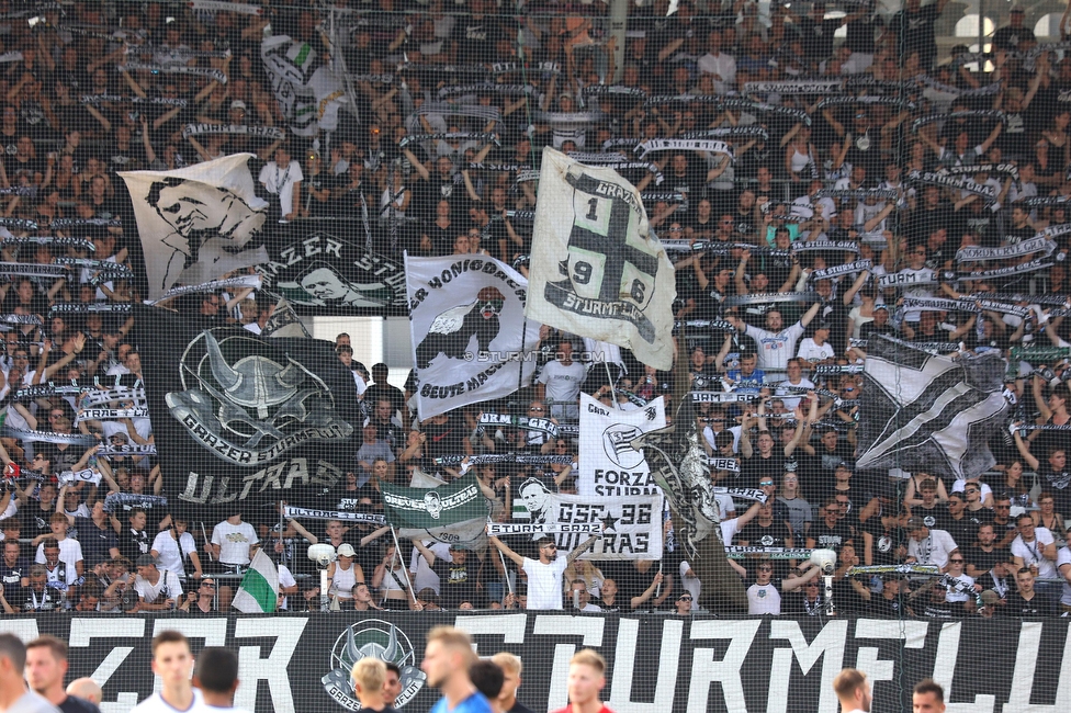 Sturm Graz - BW Linz
Oesterreichische Fussball Bundesliga, 5. Runde, SK Sturm Graz - Blau-Weiss Linz, Stadion Liebenau Graz, 26.08.2023. 

Foto zeigt Fans von Sturm
