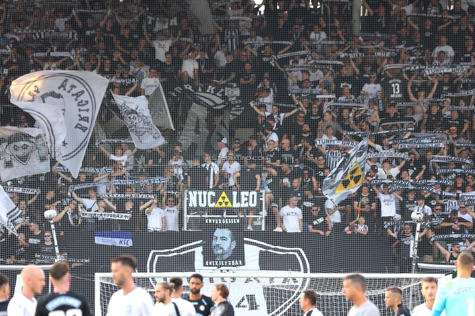 Sturm Graz - BW Linz
Oesterreichische Fussball Bundesliga, 5. Runde, SK Sturm Graz - Blau-Weiss Linz, Stadion Liebenau Graz, 26.08.2023. 

Foto zeigt Fans von Sturm
