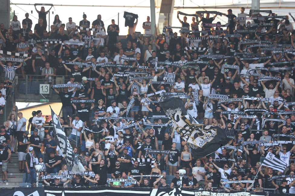 Sturm Graz - BW Linz
Oesterreichische Fussball Bundesliga, 5. Runde, SK Sturm Graz - Blau-Weiss Linz, Stadion Liebenau Graz, 26.08.2023. 

Foto zeigt Fans von Sturm
