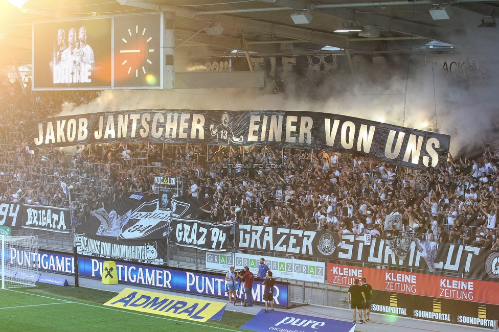 Sturm Graz - BW Linz
Oesterreichische Fussball Bundesliga, 5. Runde, SK Sturm Graz - Blau-Weiss Linz, Stadion Liebenau Graz, 26.08.2023. 

Foto zeigt Fans von Sturm
