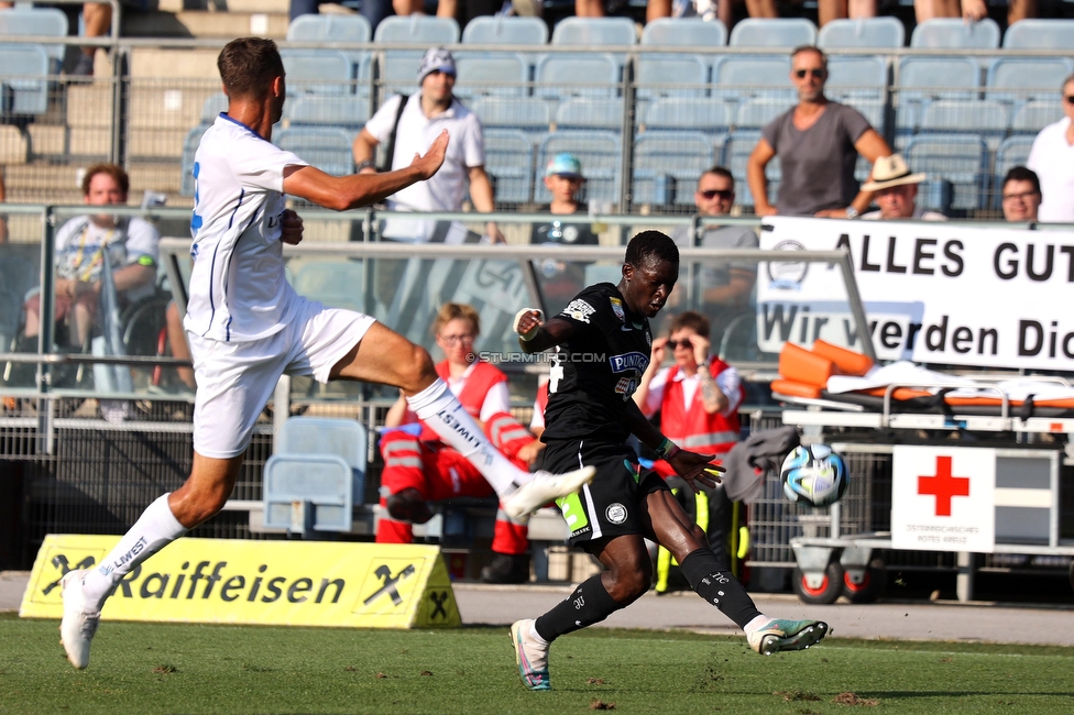 Sturm Graz - BW Linz
Oesterreichische Fussball Bundesliga, 5. Runde, SK Sturm Graz - Blau-Weiss Linz, Stadion Liebenau Graz, 26.08.2023. 

Foto zeigt Amadou Dante (Sturm)
