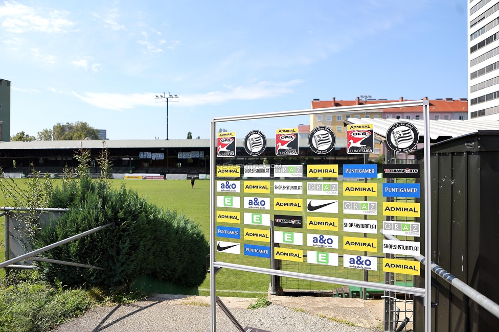 Sturm Damen - SPG FC Lustenau FC Dornbirn Ladies
OEFB Frauen Bundesliga, 1. Runde, SK Sturm Graz Damen - SPG FC Lustenau FC Dornbirn Ladies, Gruabn Graz, 26.08.2023. 

Foto zeigt die Gruabn
