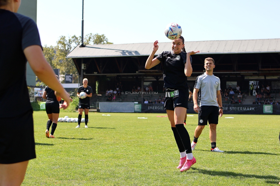 Sturm Damen - SPG FC Lustenau FC Dornbirn Ladies
OEFB Frauen Bundesliga, 1. Runde, SK Sturm Graz Damen - SPG FC Lustenau FC Dornbirn Ladies, Gruabn Graz, 26.08.2023. 

Foto zeigt Merle Kirschstein (Sturm Damen)
