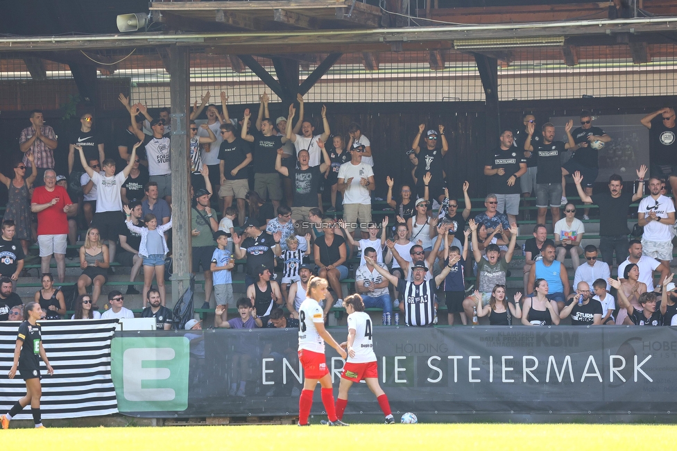 Sturm Damen - SPG FC Lustenau FC Dornbirn Ladies
OEFB Frauen Bundesliga, 1. Runde, SK Sturm Graz Damen - SPG FC Lustenau FC Dornbirn Ladies, Gruabn Graz, 26.08.2023. 

Foto zeigt Fans von Sturm
