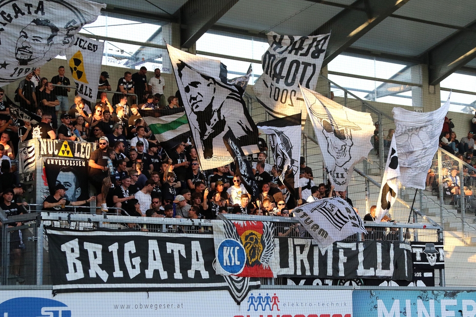 Altach - Sturm Graz
Oesterreichische Fussball Bundesliga, 6. Runde, SCR Altach - SK Sturm Graz, Stadion Schnabelholz Altach, 02.09.2023. 

Foto zeigt Fans von Sturm
