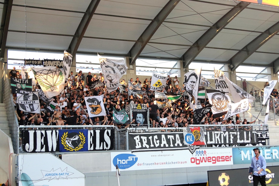 Altach - Sturm Graz
Oesterreichische Fussball Bundesliga, 6. Runde, SCR Altach - SK Sturm Graz, Stadion Schnabelholz Altach, 02.09.2023. 

Foto zeigt Fans von Sturm
