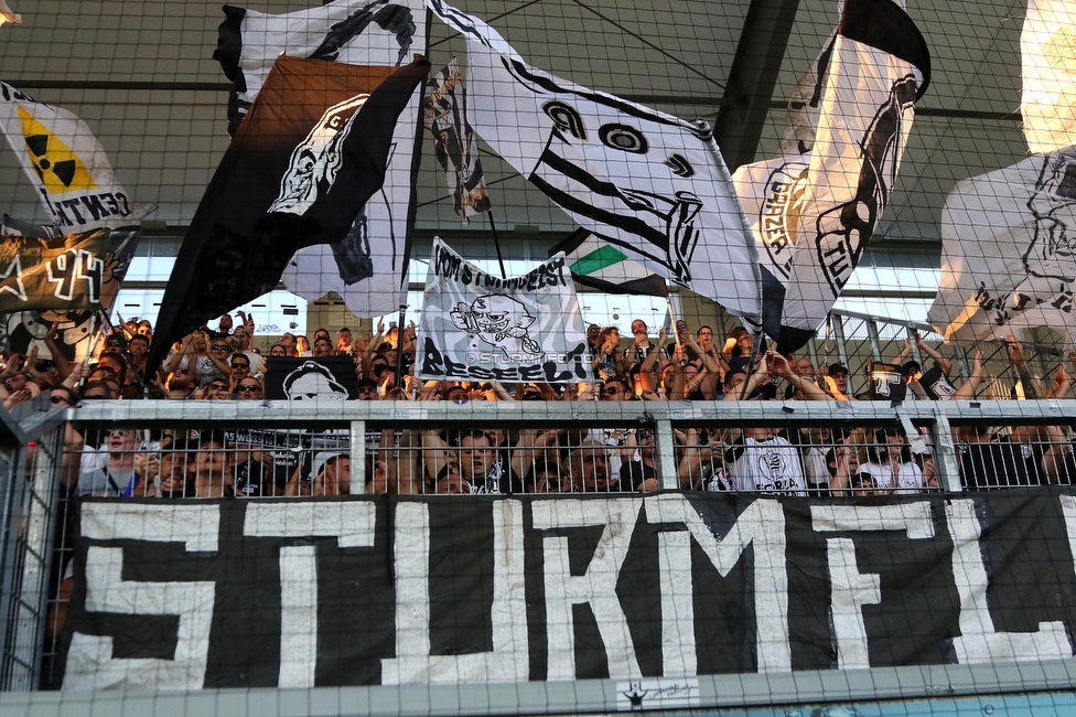 Altach - Sturm Graz
Oesterreichische Fussball Bundesliga, 6. Runde, SCR Altach - SK Sturm Graz, Stadion Schnabelholz Altach, 02.09.2023. 

Foto zeigt Fans von Sturm
